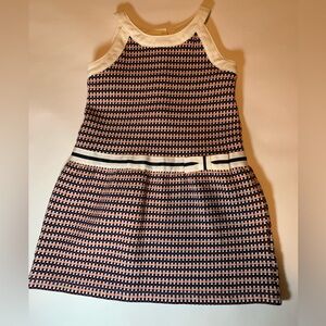 Janie and Jack plaid Jacquard Dropwaist Dress BLue/White/Pink sleeveless sz3